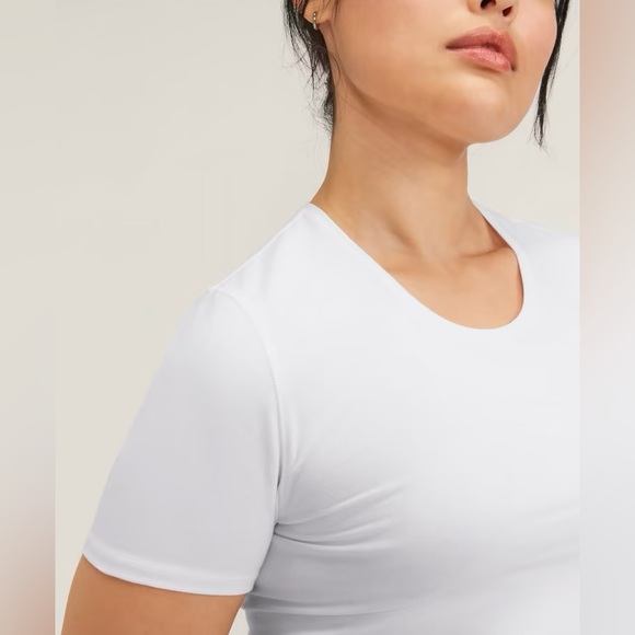 Everlane Women’s The Supima Form Crew Neck ribbed Tee white Size XXS NWT - Picture 3 of 9